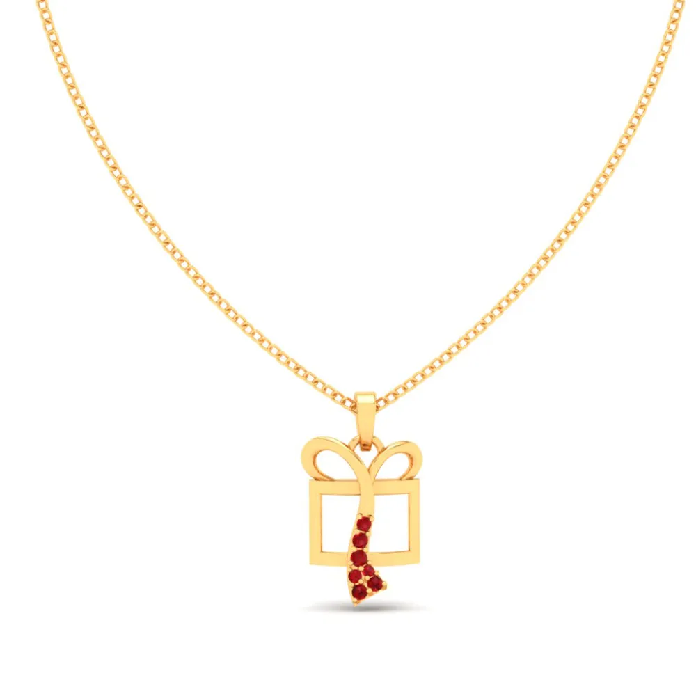 14k Gift Shaped Sleek Gold Pendant From Amazea Collection