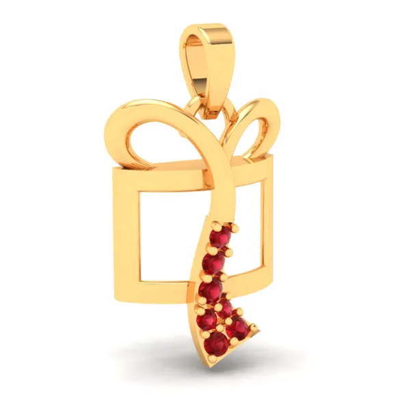 14k Gift Shaped Sleek Gold Pendant From Amazea Collection
