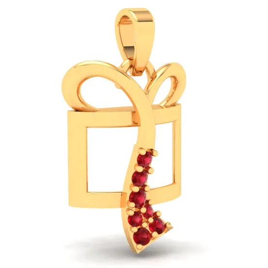 14k Gift Shaped Sleek Gold Pendant From Amazea Collection