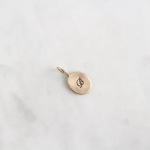 14k Yellow Gold Oval Stamped "B" Initial Charm