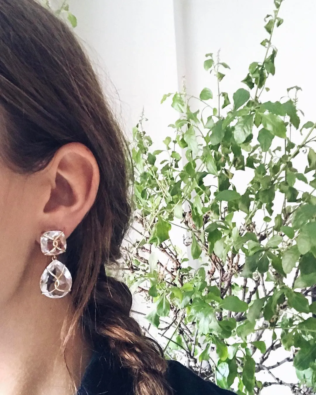 18kt Yellow Gold Abalone Cushion and pear shaped Drop Earrings with Twisted Gold Detail