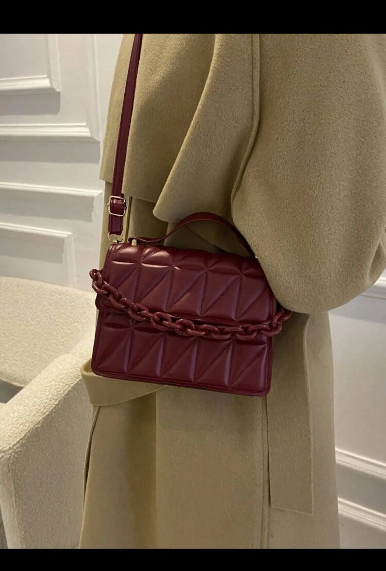 2025 New Trendy fashion one shoulder dialogue packege,Simple diamond grid popular handbag (imported)