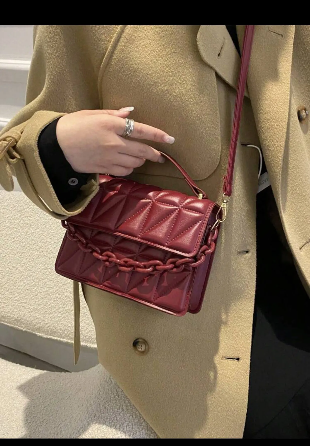 2025 New Trendy fashion one shoulder dialogue packege,Simple diamond grid popular handbag (imported)