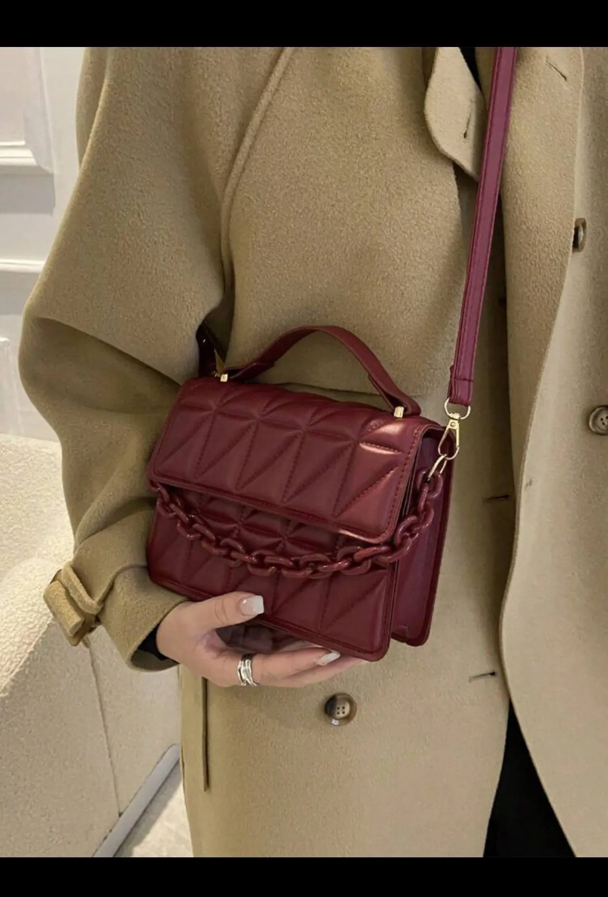 2025 New Trendy fashion one shoulder dialogue packege,Simple diamond grid popular handbag (imported)