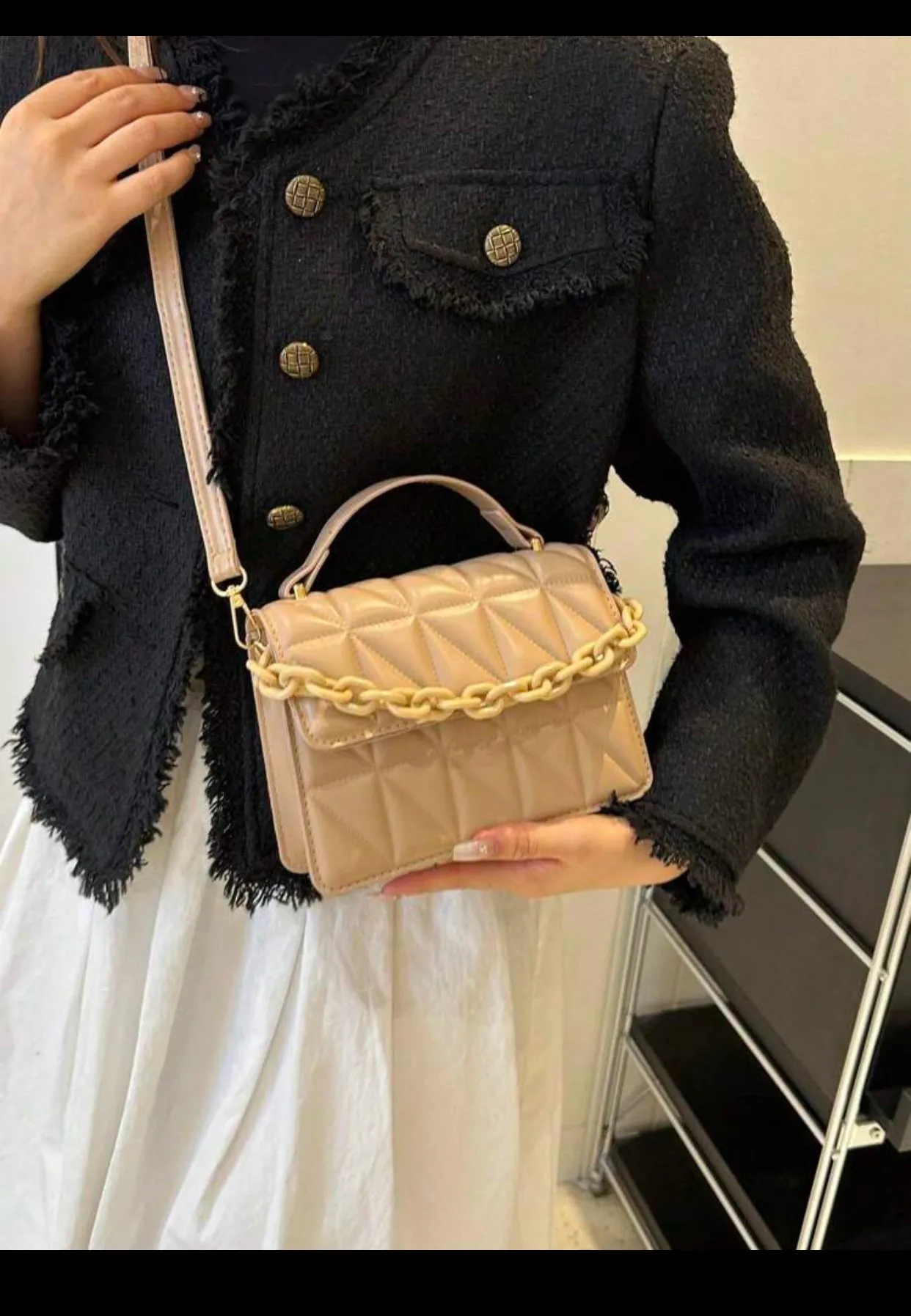2025 New Trendy fashion one shoulder dialogue packege,Simple diamond grid popular handbag (imported)