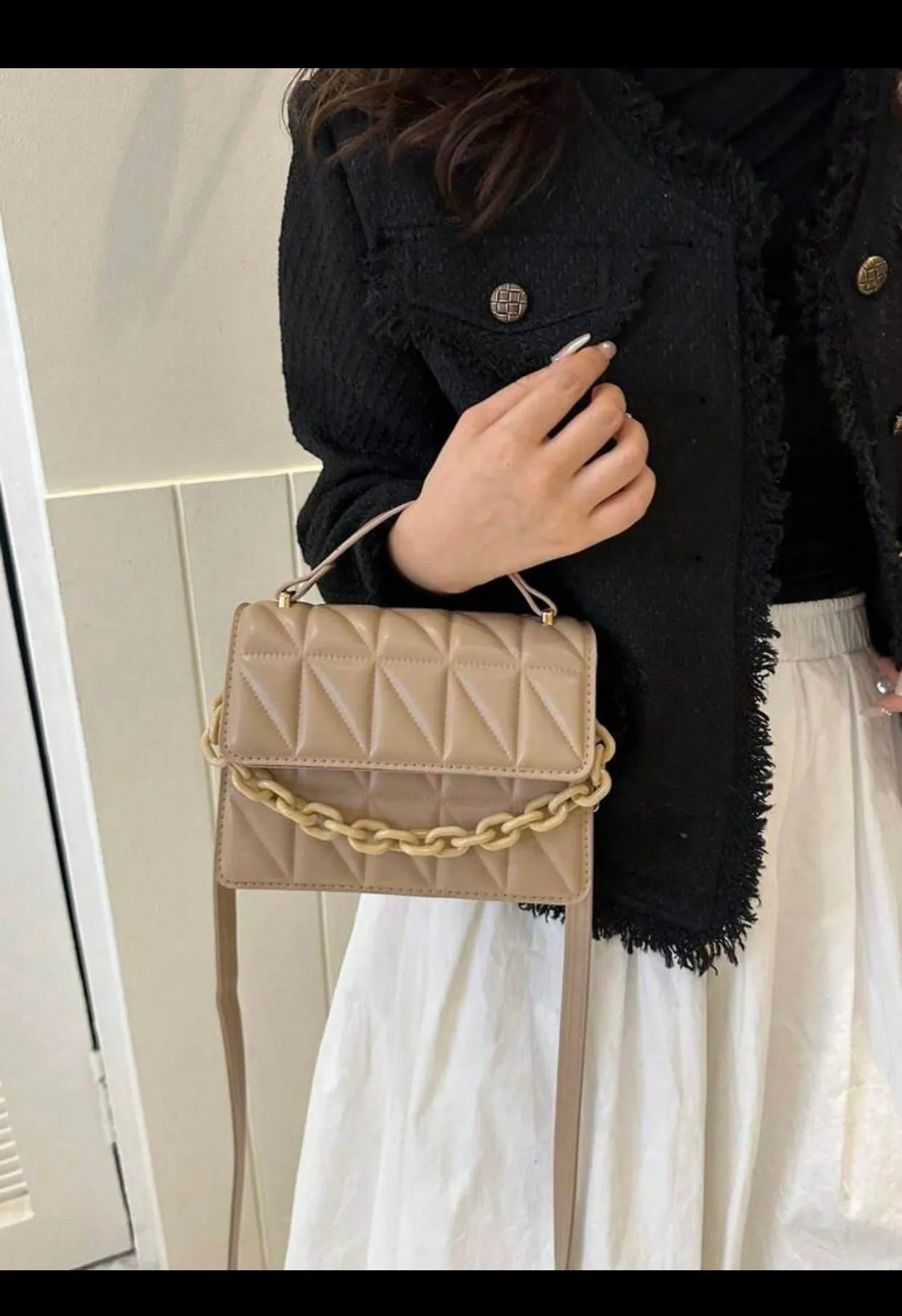 2025 New Trendy fashion one shoulder dialogue packege,Simple diamond grid popular handbag (imported)