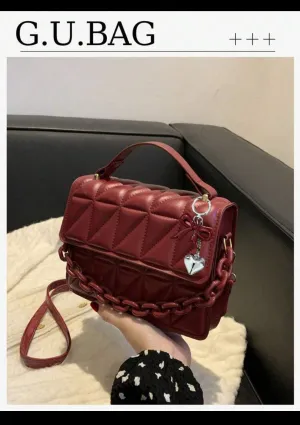 2025 New Trendy fashion one shoulder dialogue packege,Simple diamond grid popular handbag (imported)