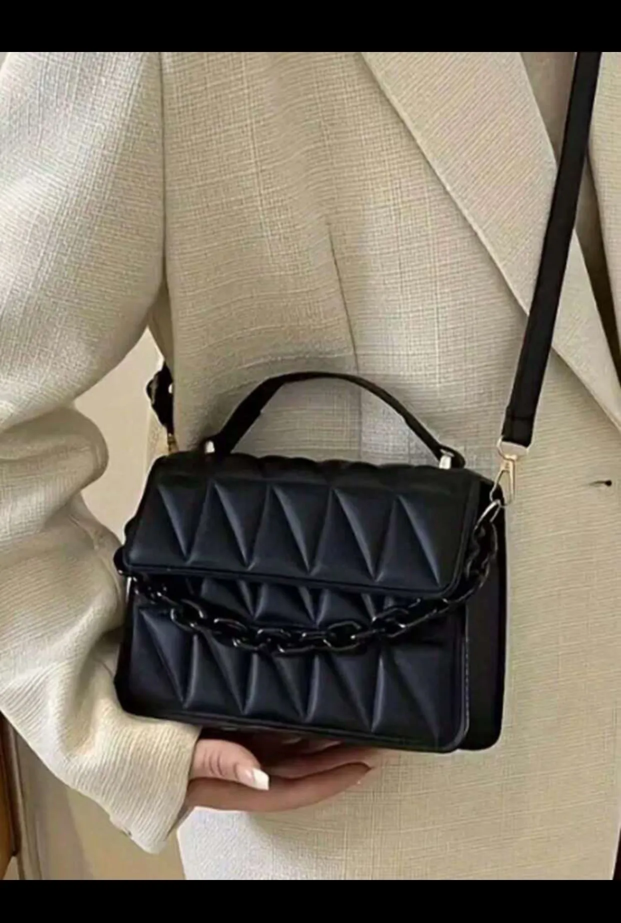 2025 New Trendy fashion one shoulder dialogue packege,Simple diamond grid popular handbag (imported)
