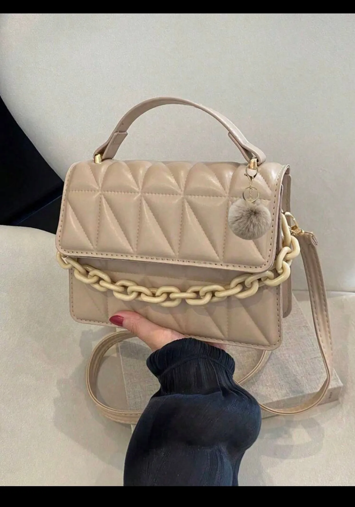 2025 New Trendy fashion one shoulder dialogue packege,Simple diamond grid popular handbag (imported)