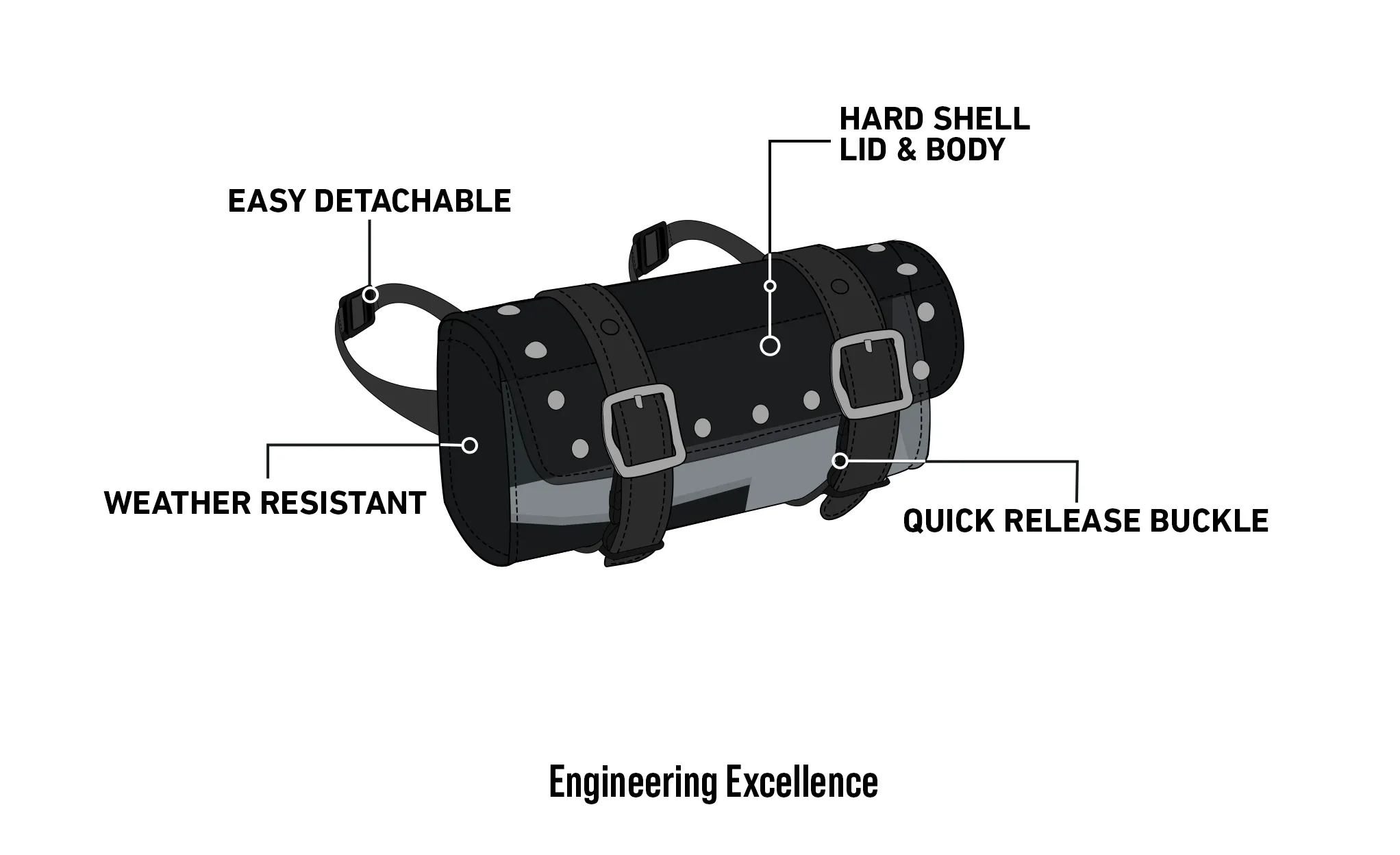 2L - Armor Studded Yamaha Leather Motorcycle Handlebar Bag