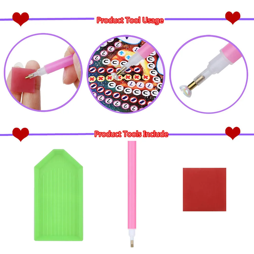 4pcs Diamond Mosaic Sticker Art Crafts Cartoon Gem Sticker DIY for Kids Beginner