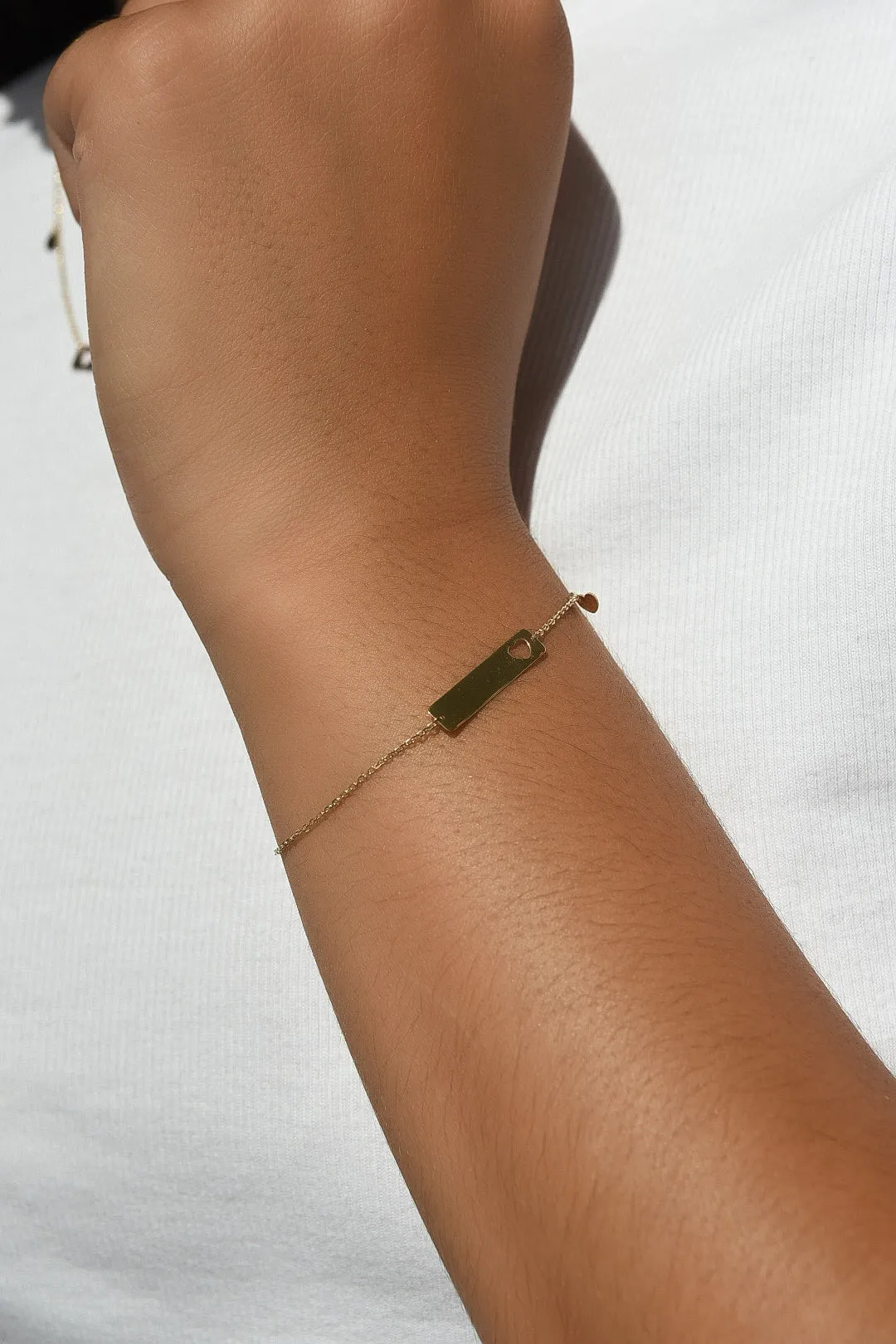 9ct Yellow Gold Heart Cutout ID Bracelet