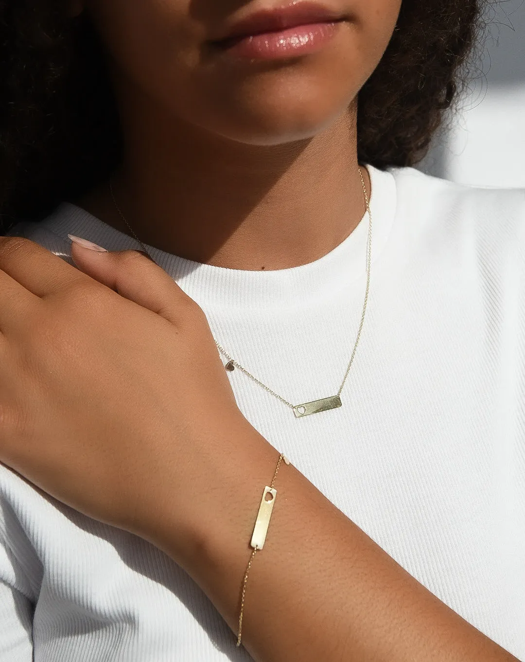 9ct Yellow Gold Heart Cutout ID Bracelet