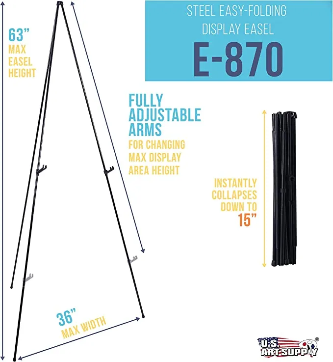 Art Supply 63" High Steel Easy Folding Display Easel  - (Rental)