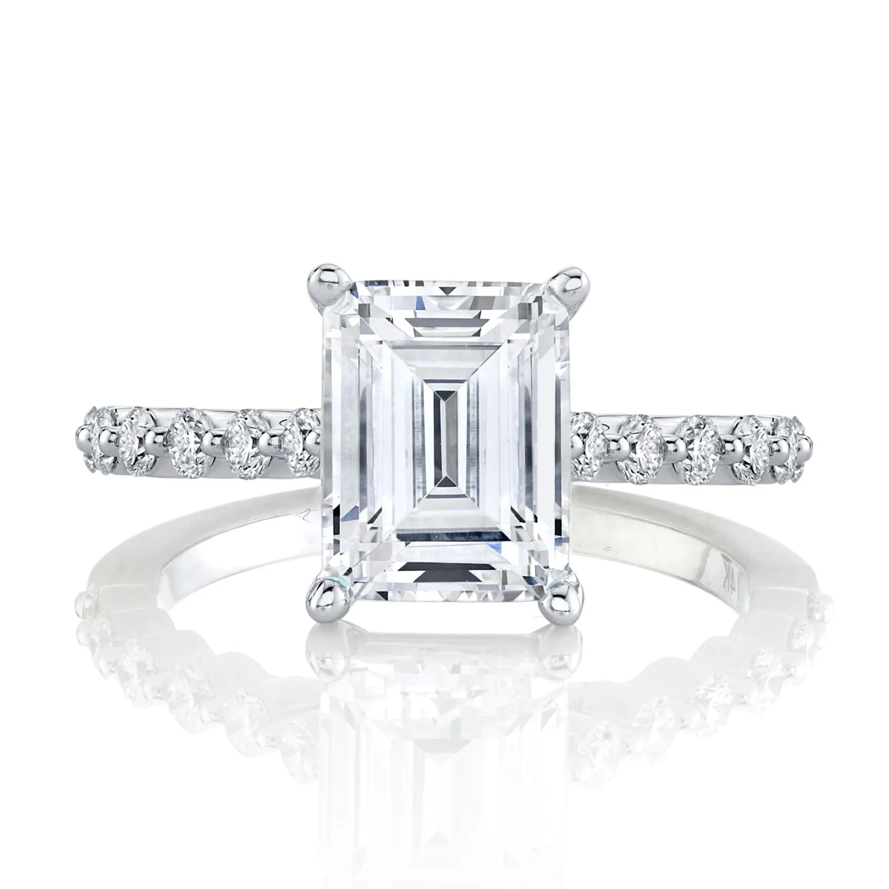 Aster Semi Mount Diamond Engagement Ring, Emerald or Radiant Cut (DOES NOT INCLUDE CENTER STONE)