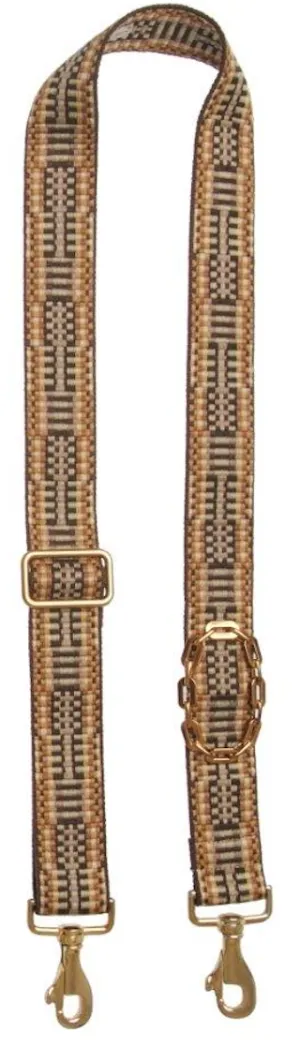 Bag Strap Ethno Mix Brown - Gold Oval Chain