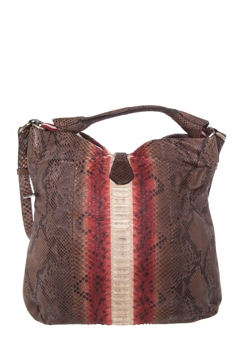 Bally Red & Brown Python Handbag