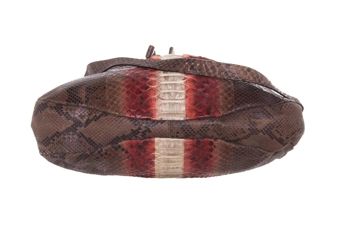 Bally Red & Brown Python Handbag