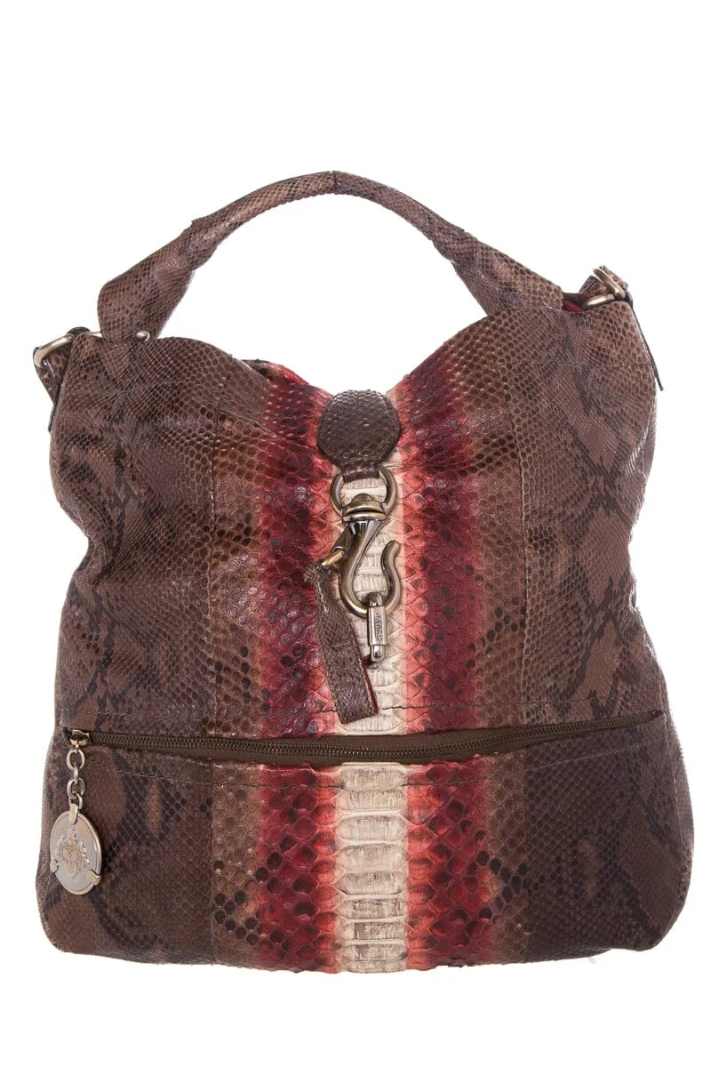 Bally Red & Brown Python Handbag