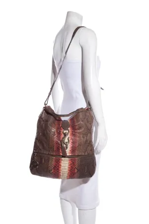 Bally Red & Brown Python Handbag