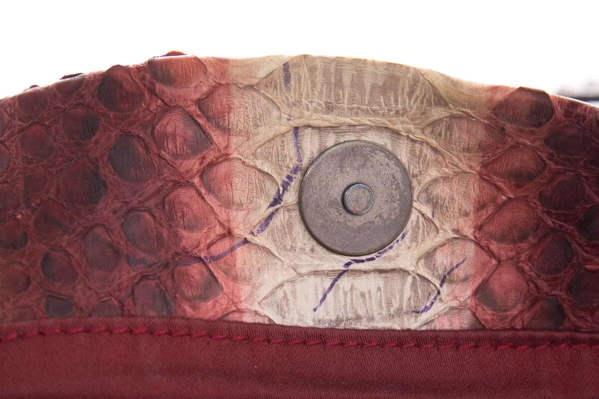 Bally Red & Brown Python Handbag