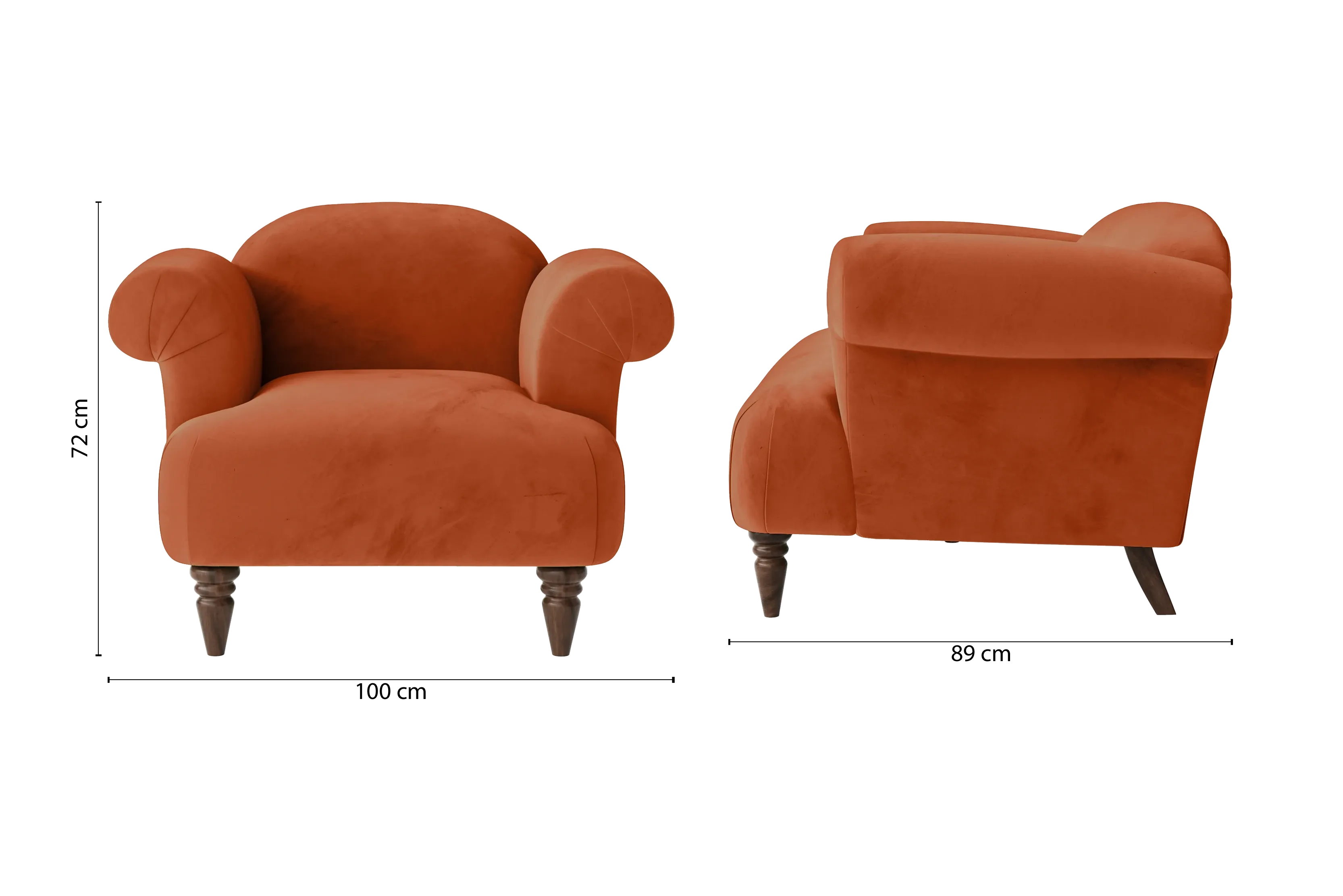 Barberton Armchair Orange Velvet
