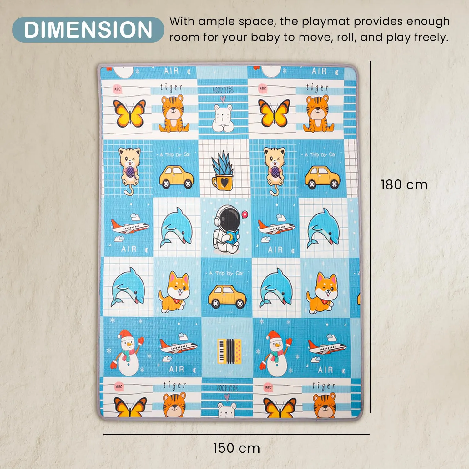 Baybee Crawling Foldable Kids Play Mat for Babies Size 180x150CM -  Assorted Themes