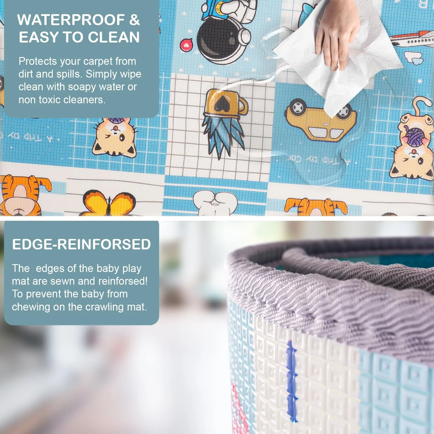 Baybee Crawling Foldable Kids Play Mat for Babies Size 180x150CM -  Assorted Themes