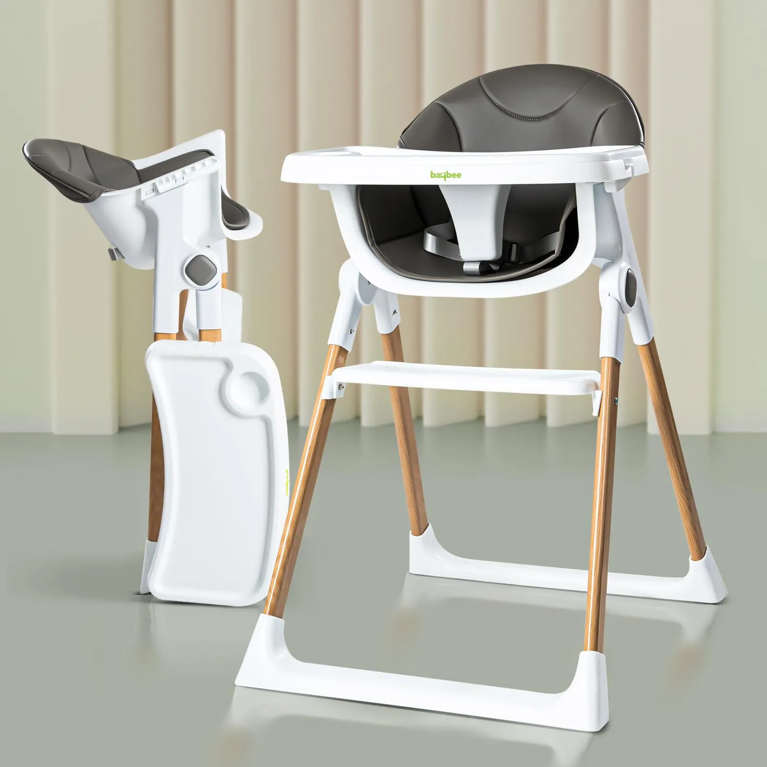 Baybee Foldable Baby High Chair for Kids with 3 Adjustable Tray, Footrest, Safety Belt