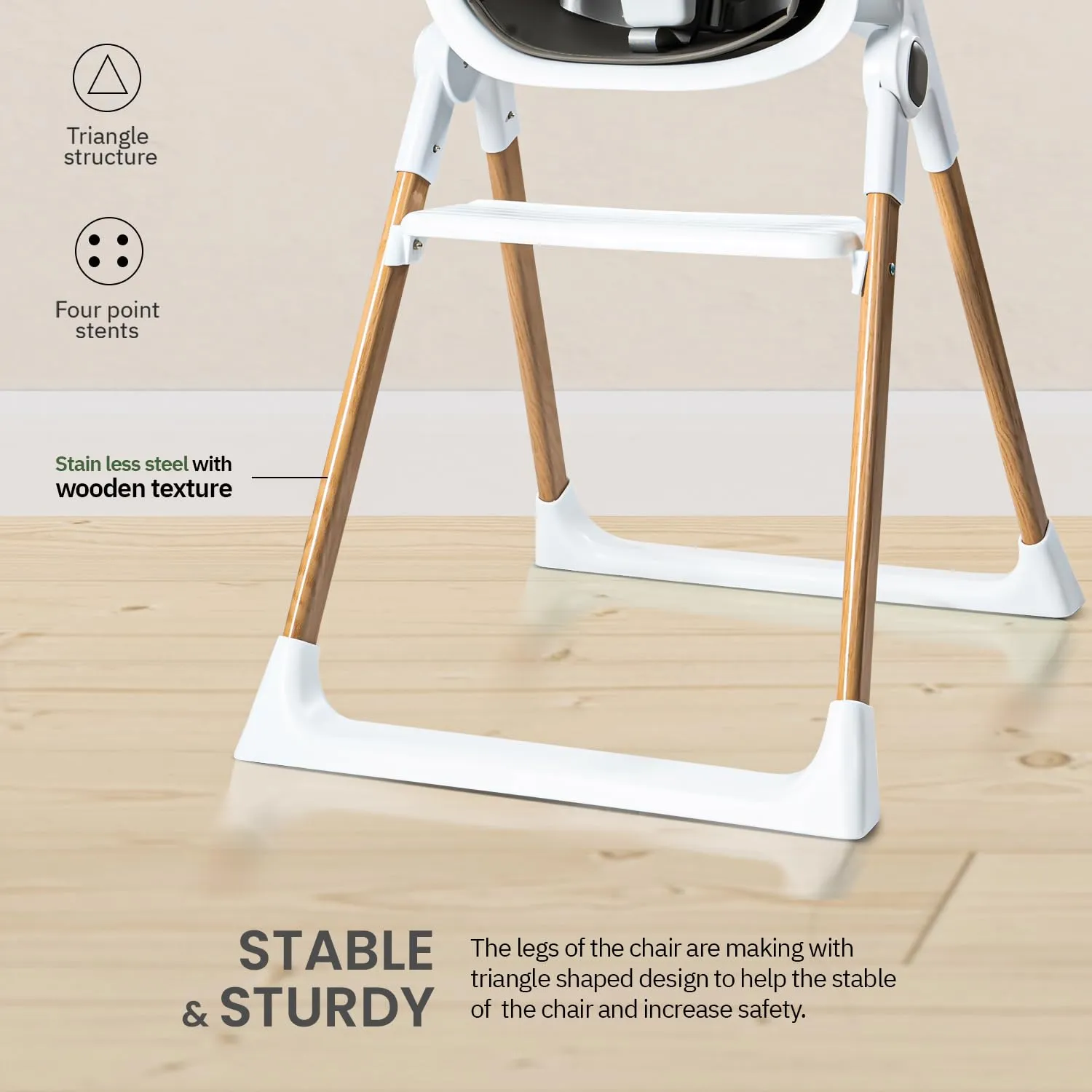 Baybee Foldable Baby High Chair for Kids with 3 Adjustable Tray, Footrest, Safety Belt