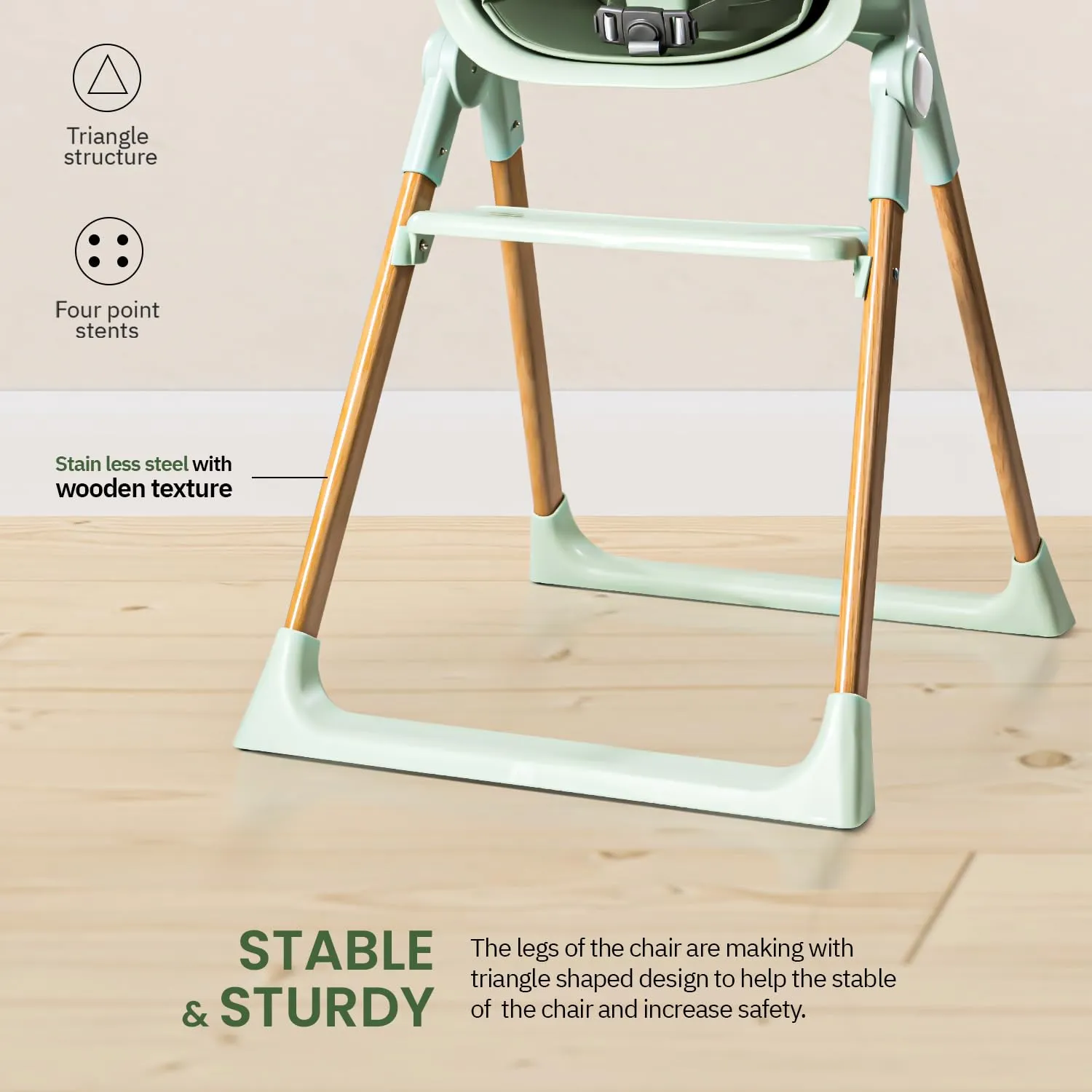 Baybee Foldable Baby High Chair for Kids with 3 Adjustable Tray, Footrest, Safety Belt