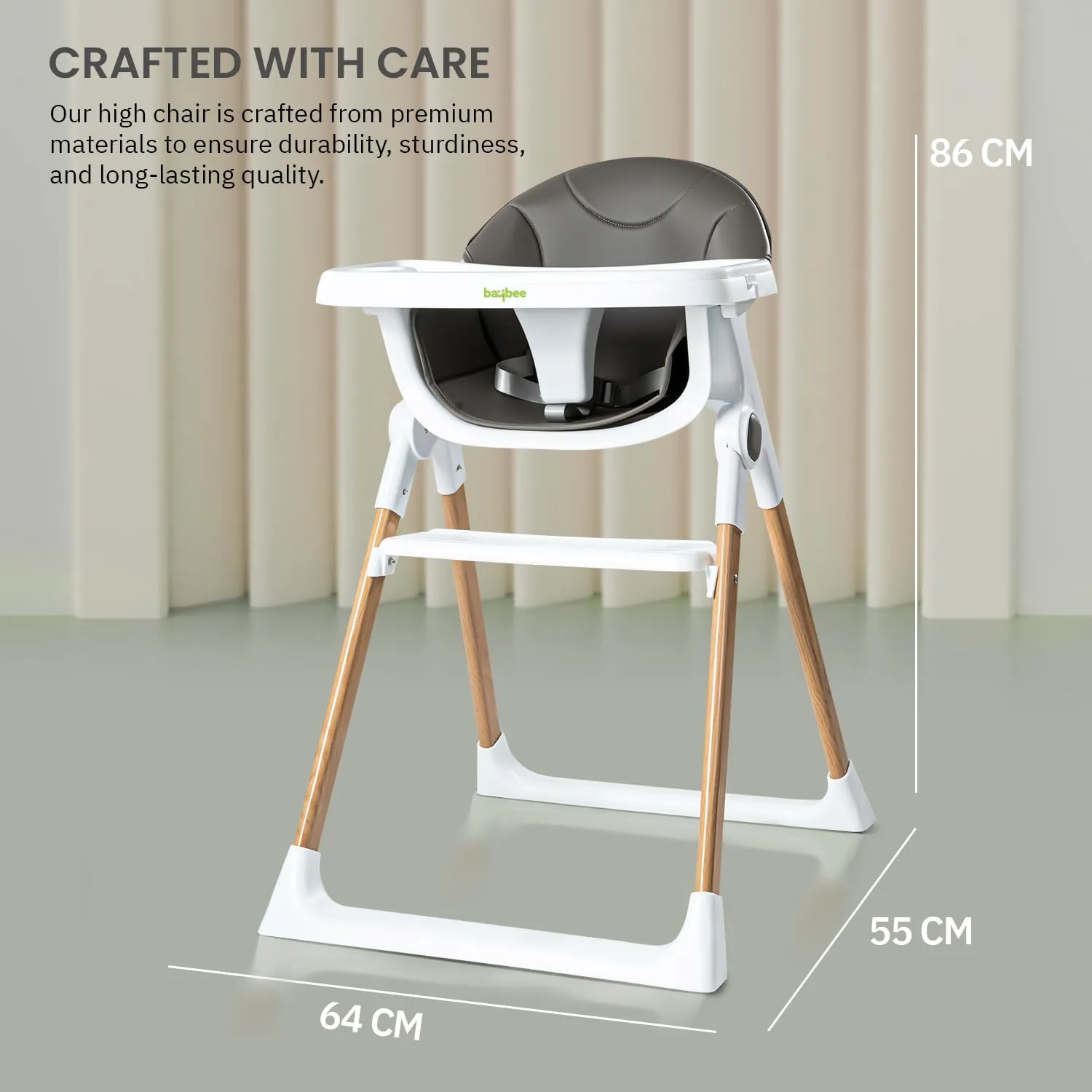 Baybee Foldable Baby High Chair for Kids with 3 Adjustable Tray, Footrest, Safety Belt