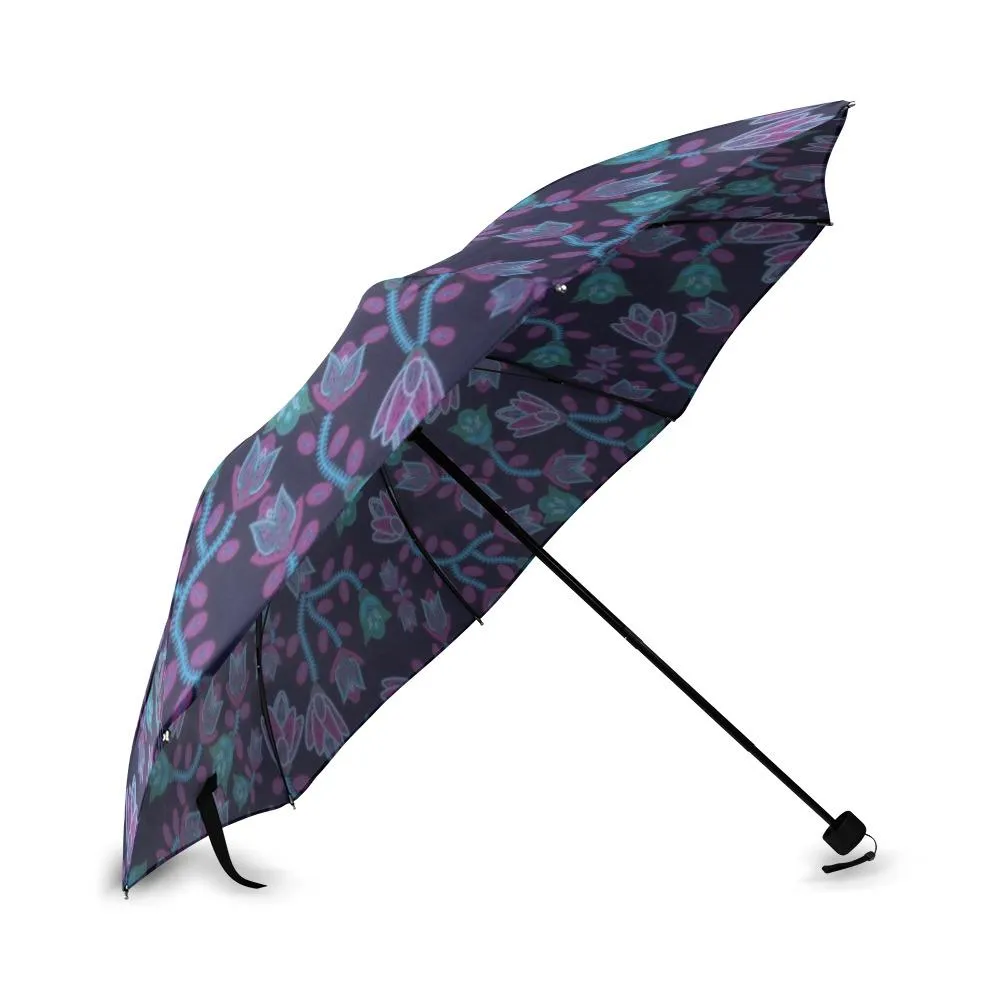 Beaded Blue Nouveau Foldable Umbrella