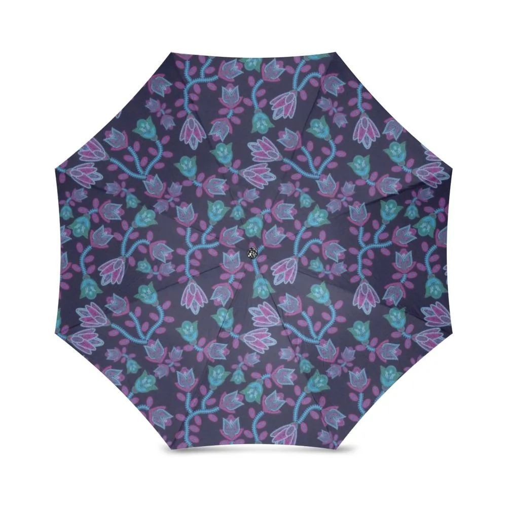 Beaded Blue Nouveau Foldable Umbrella