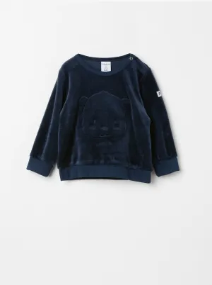 Bear Appliqué Velour Baby Top