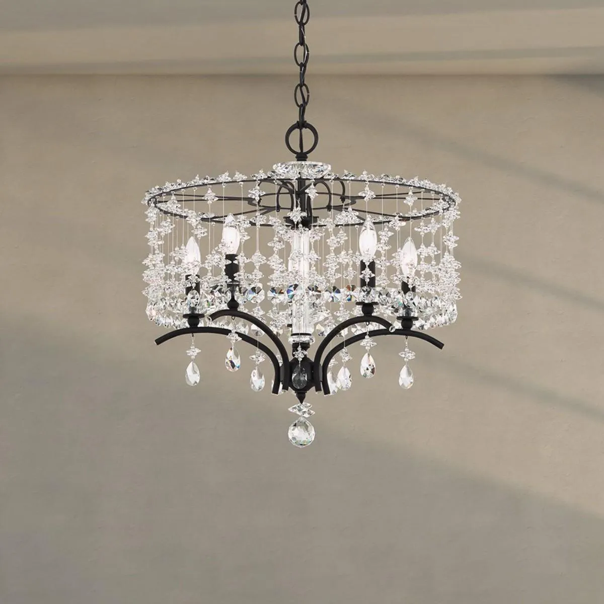 Bella Rose 5 Lights Etruscan Gold Chandelier with Clear Heritage Crystals