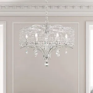 Bella Rose 6 Lights White Chandelier with Clear Heritage Crystals