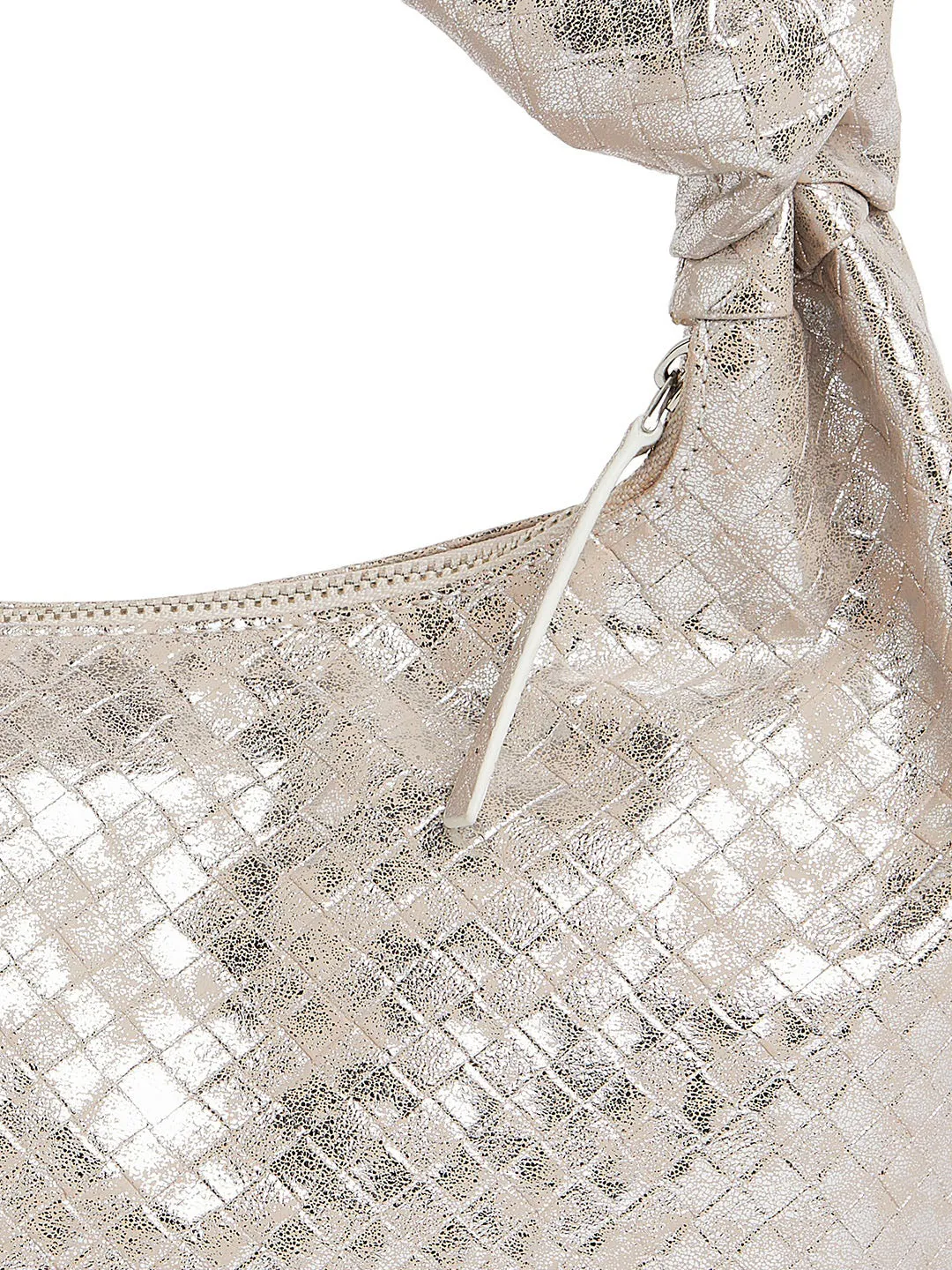 Berrylush Women Textured Silver Weave Casual Regular Handbag
