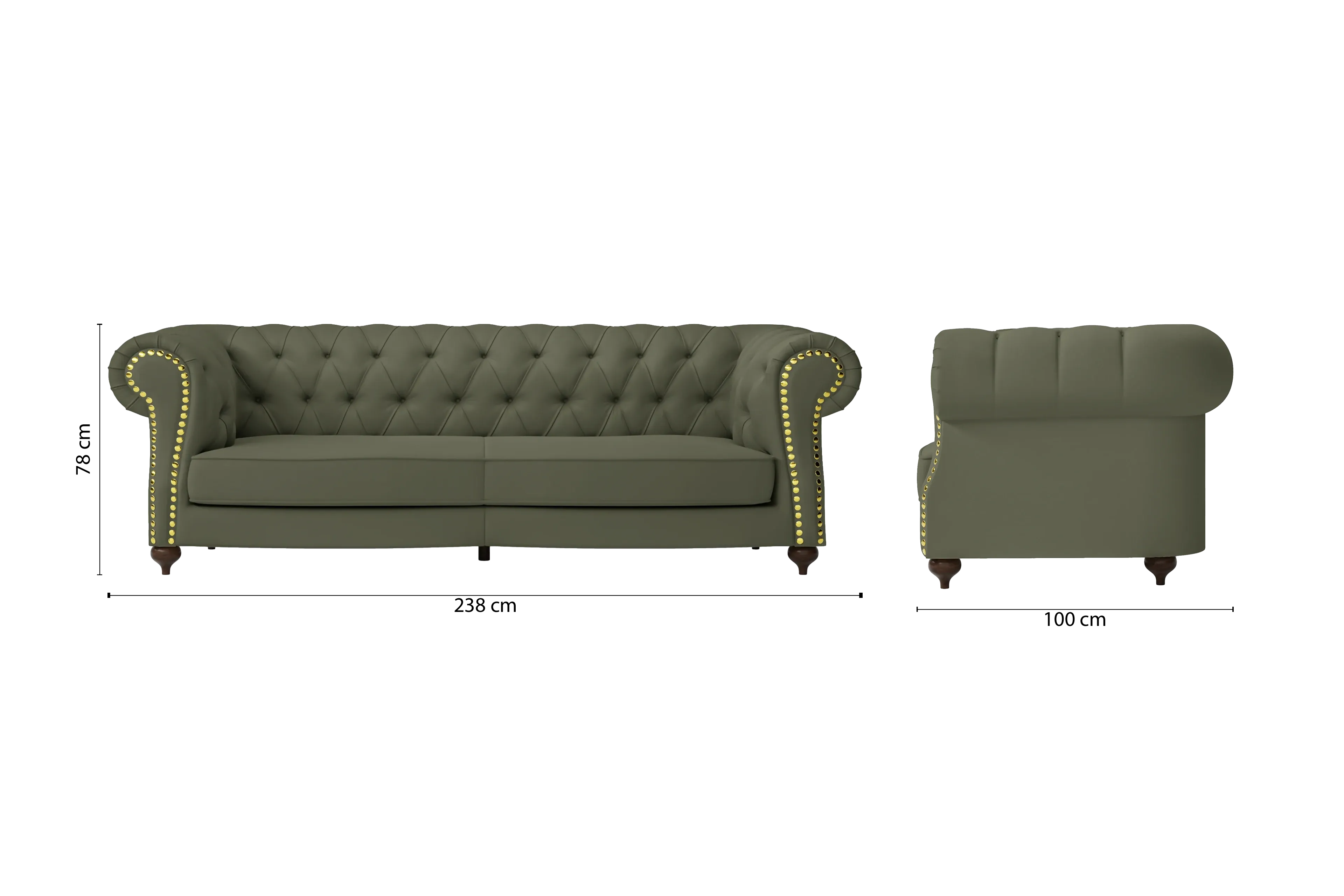 Bitonto 3 Seater Sofa Sage Leather