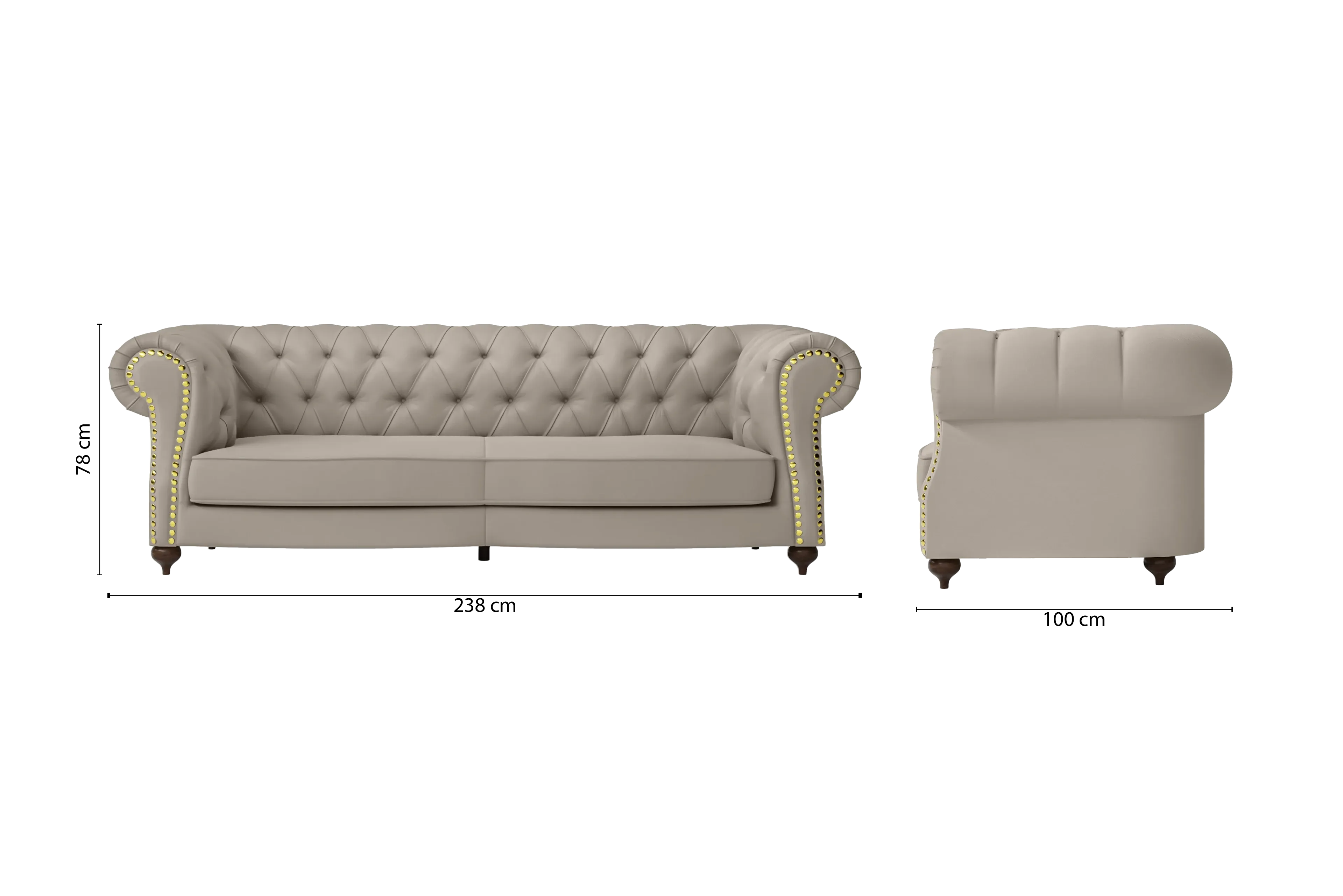 Bitonto 3 Seater Sofa Sand Leather