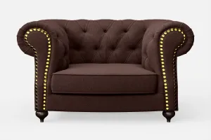 Bitonto Armchair Coffee Brown Linen Fabric