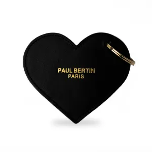 Black leather heart-shaped keychain