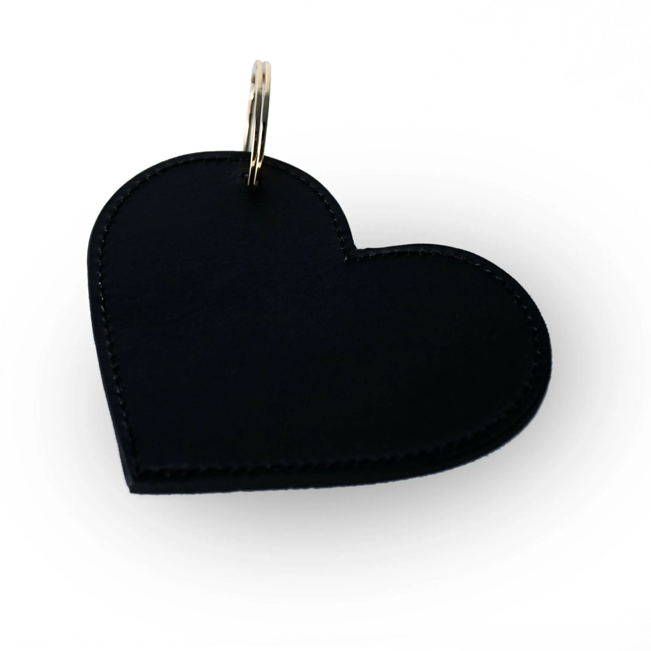 Black leather heart-shaped keychain