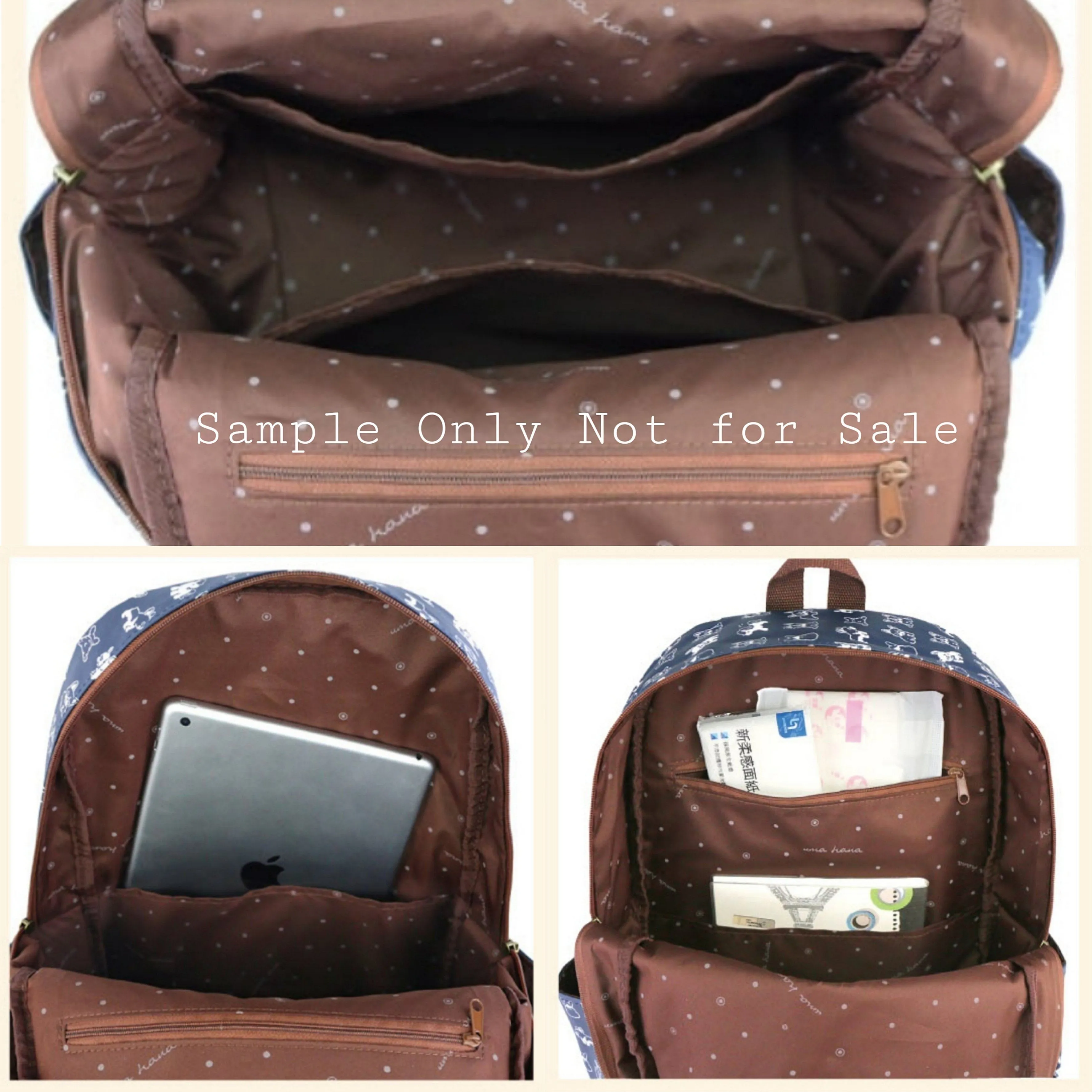 Blue French Bulldog Large Backpack