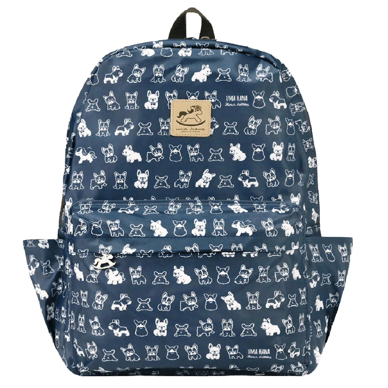 Blue French Bulldog Large Backpack