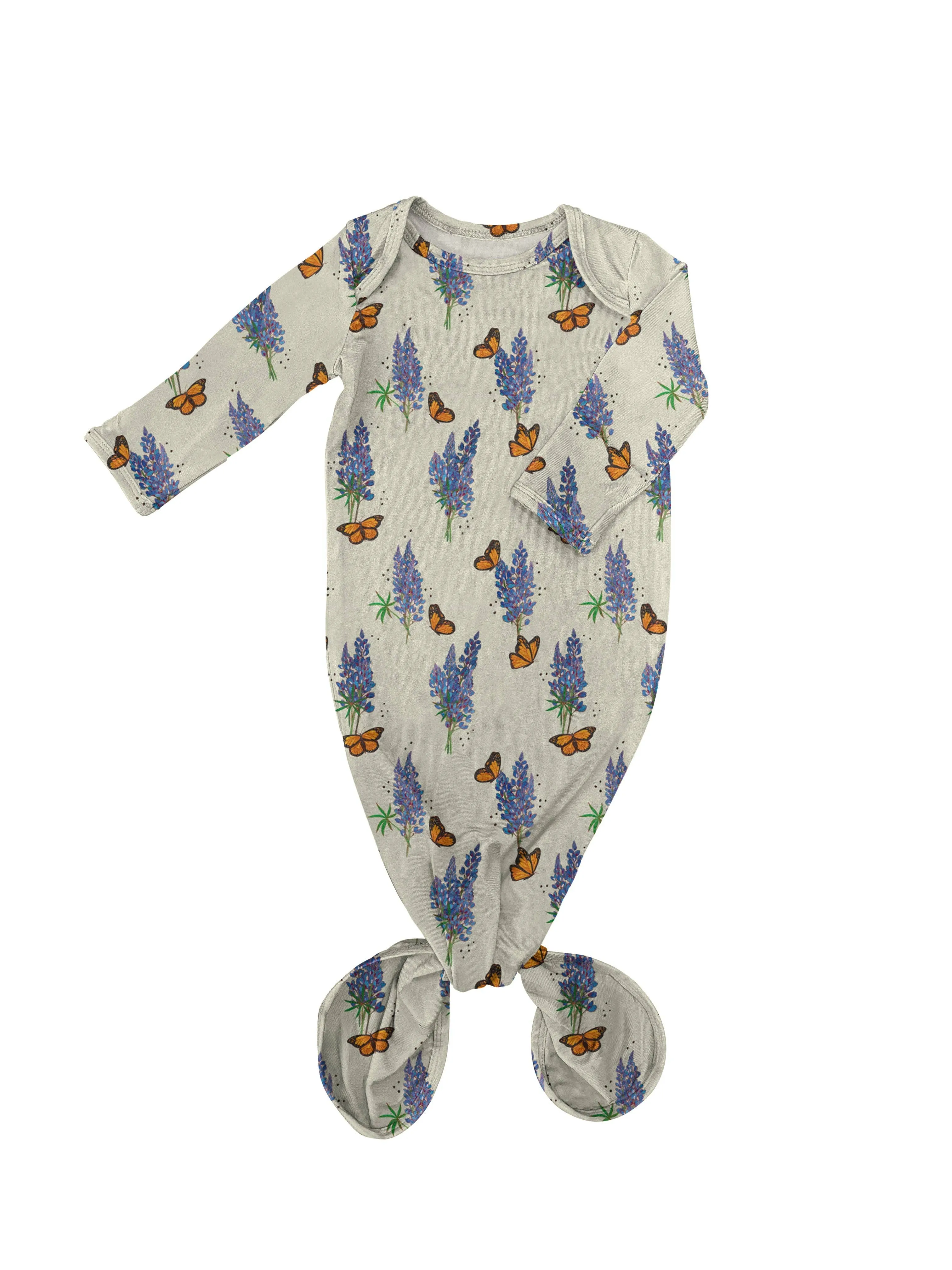 Bluebonnets Knotted Infant Gown: Newborn