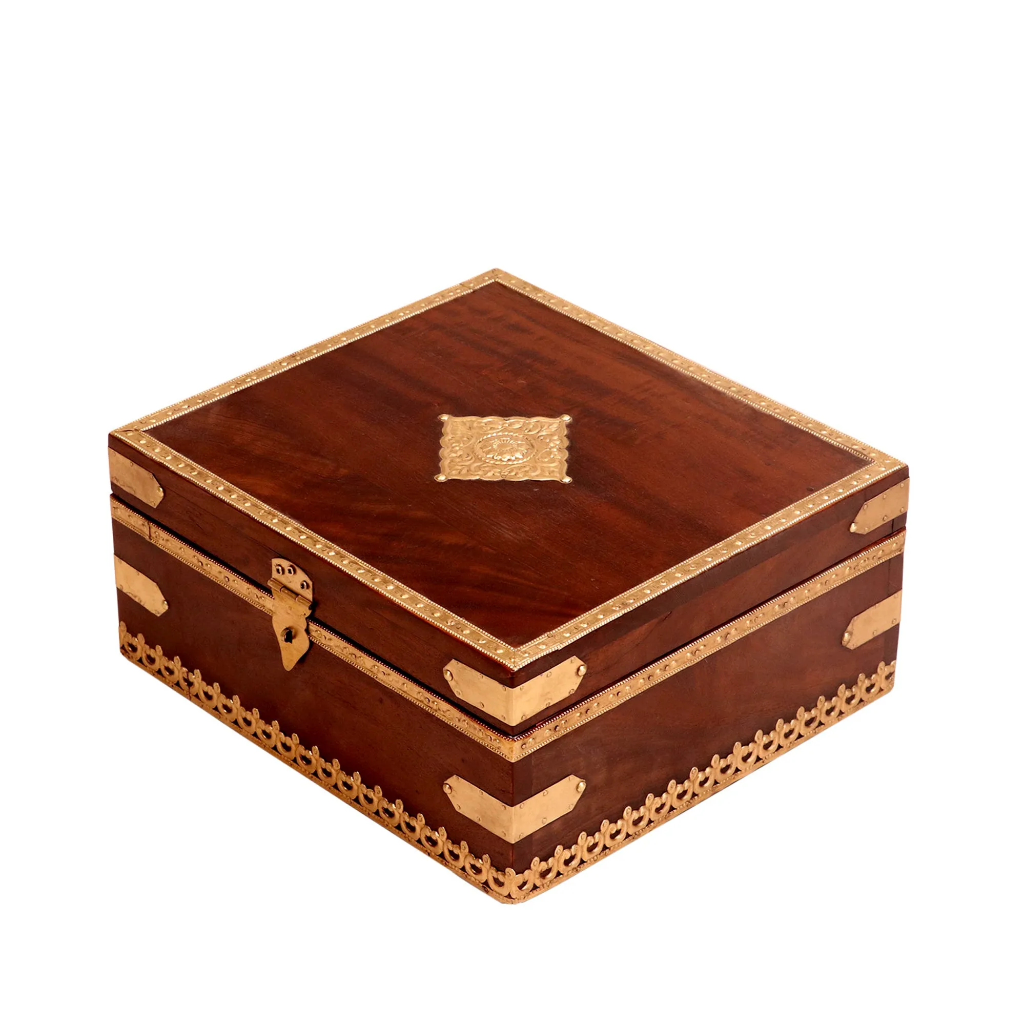 Brass fitted Solid wood box with velvet inside