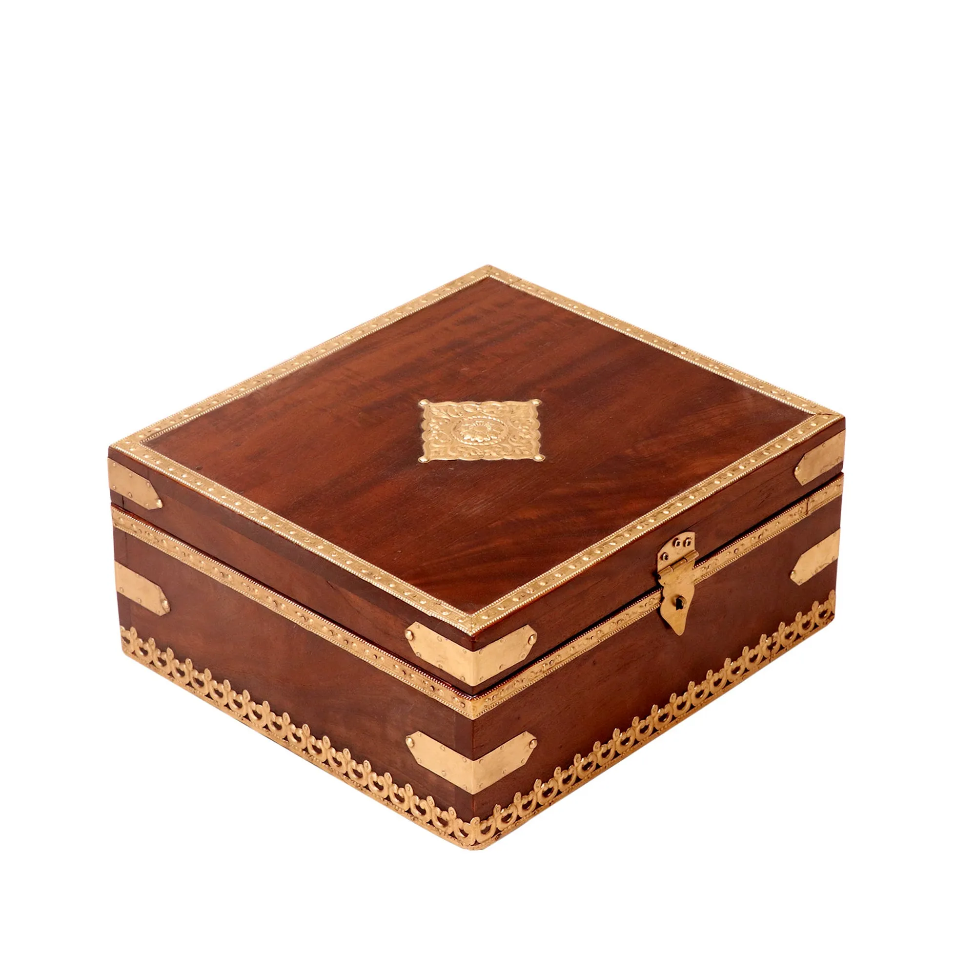 Brass fitted Solid wood box with velvet inside