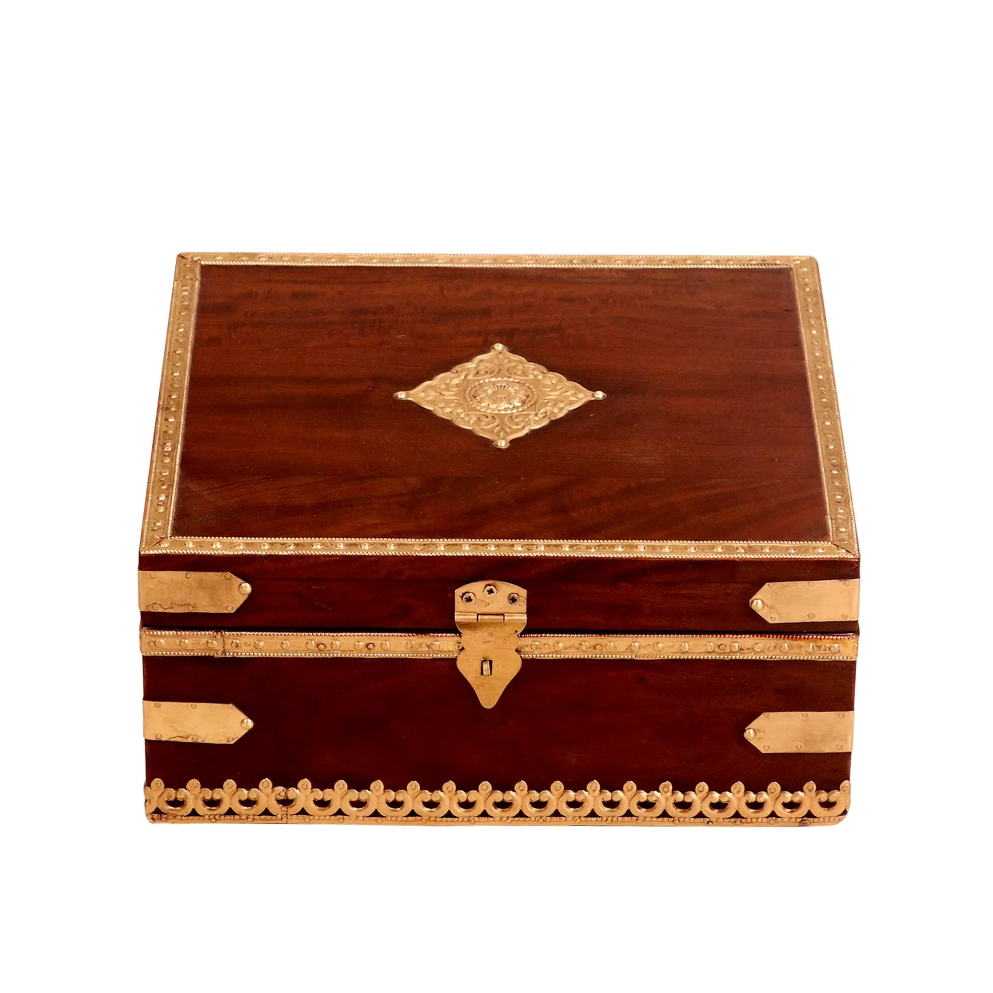 Brass fitted Solid wood box with velvet inside