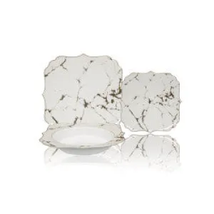 Brilliant Cream Marble 30 Piece Bone China Dinnerware Set